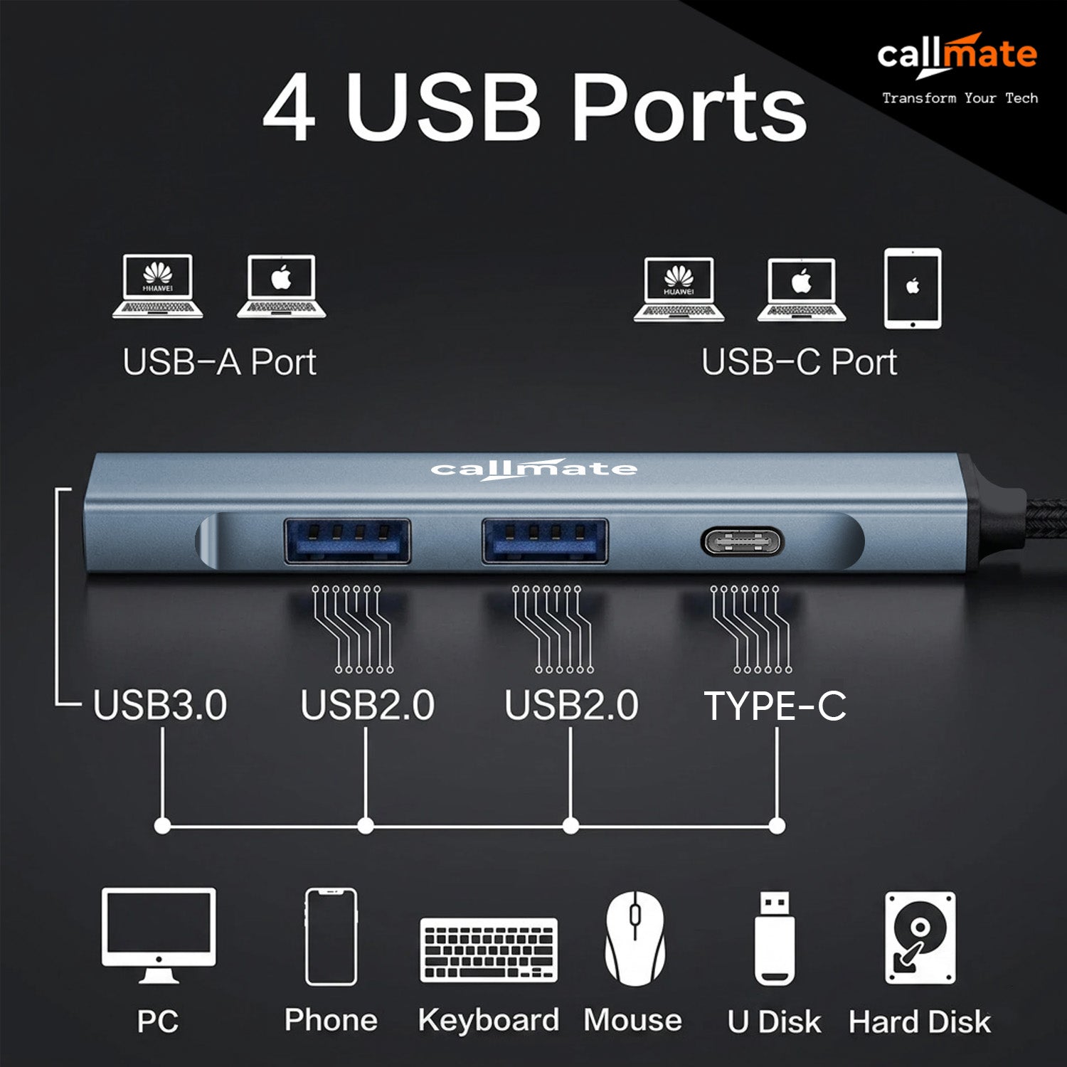Type-C to USB Hub (4 Port)
