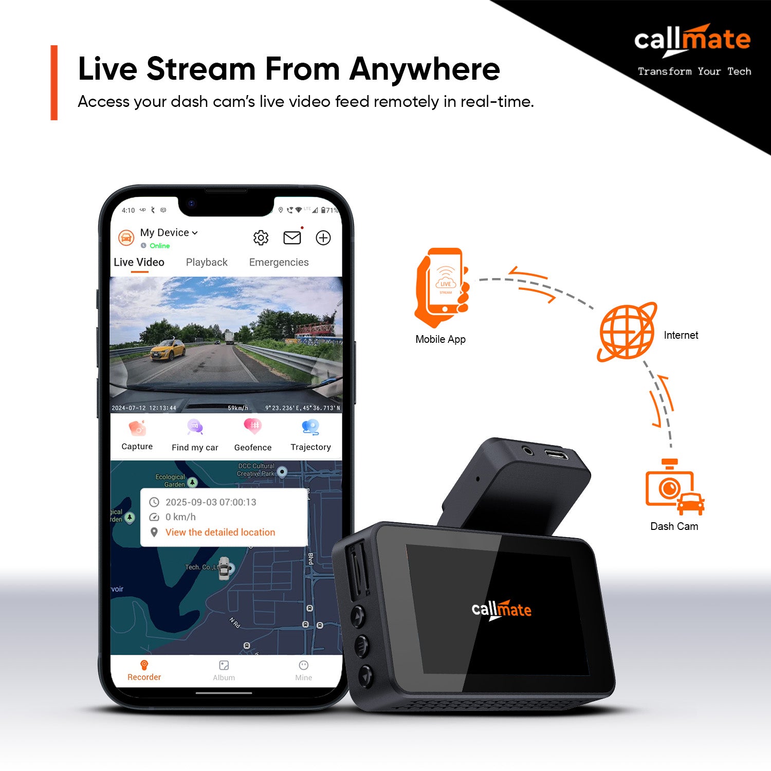 Roadmarshal - 4G Live Stream: Car Dashboard Camera 2k