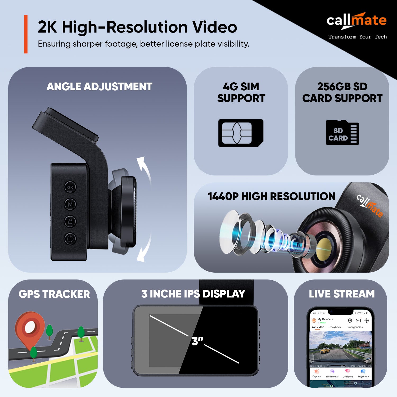 Roadmarshal - 4G Live Stream: Car Dashboard Camera 2k
