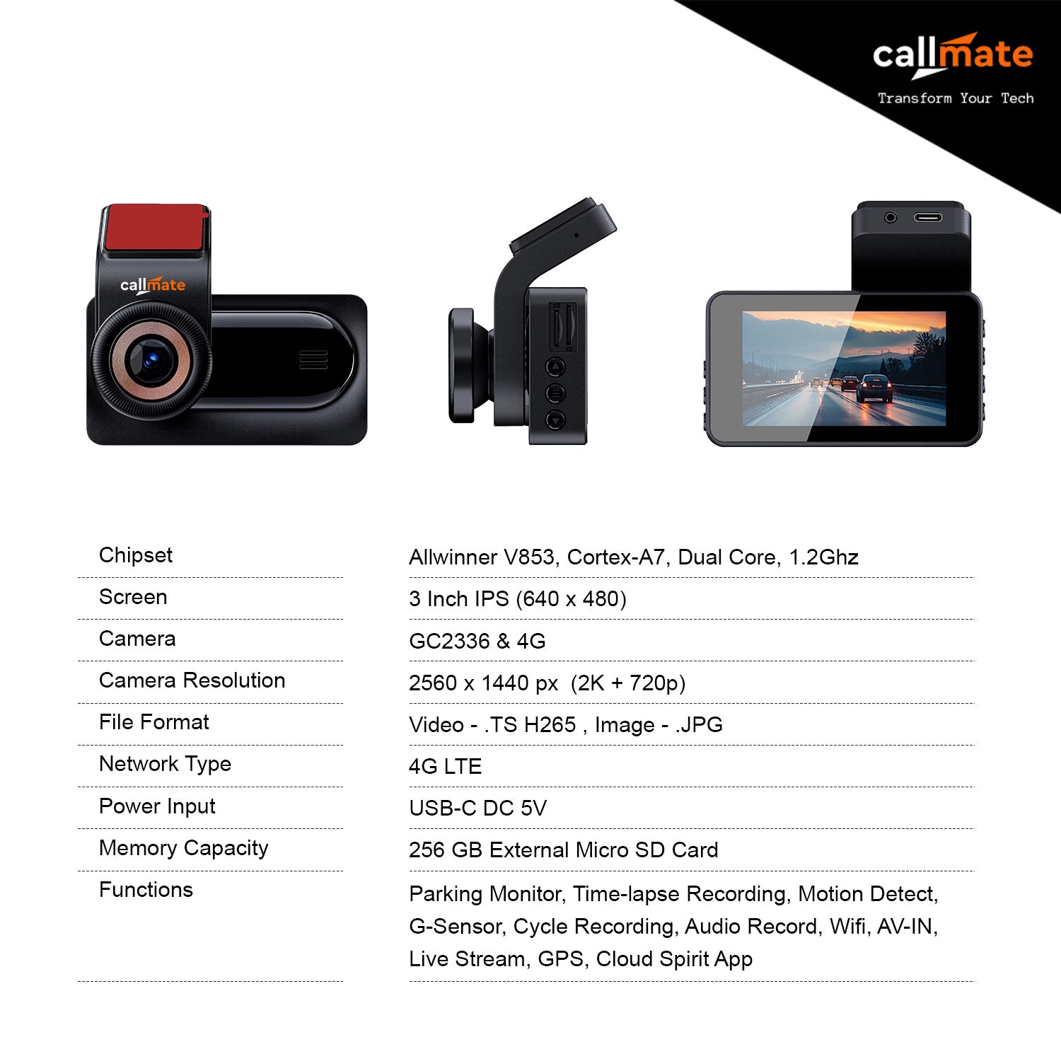 Roadmarshal - 4G Live Stream: Car Dashboard Camera 2k